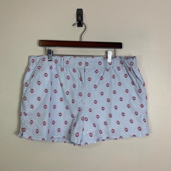 LOFT Womens Shorts Large Lined Embroidered Sun Dot Flat Front Casual Cotton - Picture 2 of 12